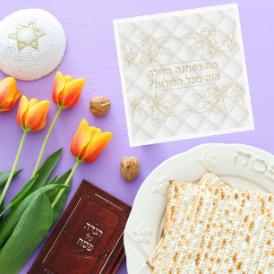 Classic Gold Hebrew Pesach Seder Passover Napkin