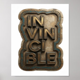 Classic Gold INVINCIBLE Quote Design Poster