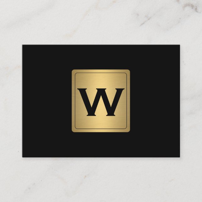 Classic Gold Label with Monogram Business Card (Front)