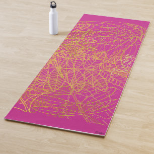 Classic Gold Leaf Fuchsia Pattern Background Yoga Mat