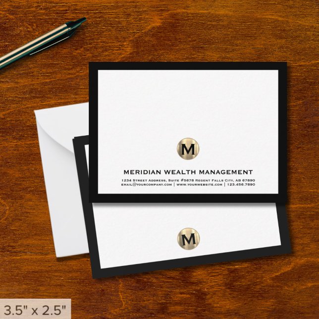 Classic Gold Monogram Financial Planner Note Card (Creator Uploaded)