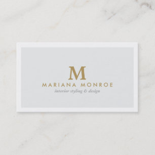 CLASSIC GOLD MONOGRAM on LIGHT GRAY Business Card