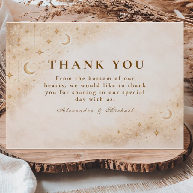 Classic Gold Moonlight Wedding Thank You Card (Creator Uploaded)