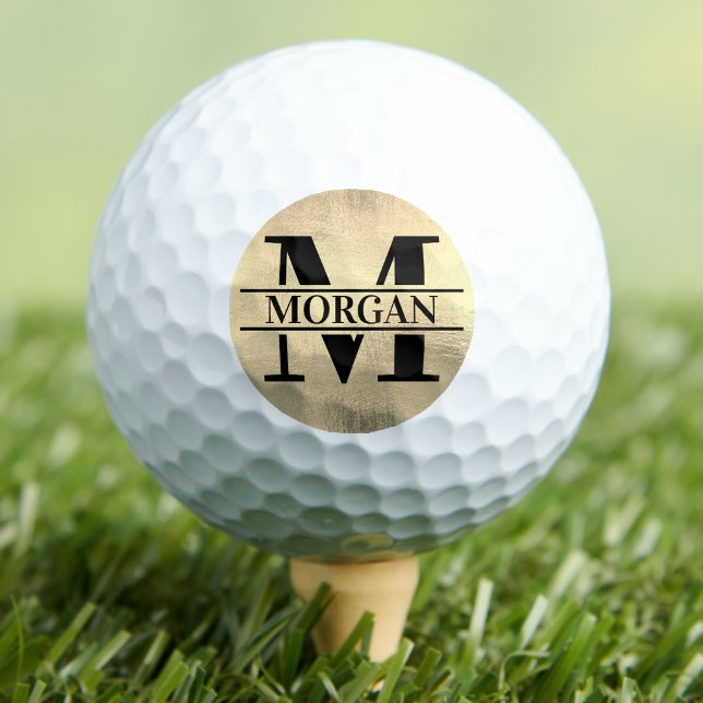 Classic Gold Name Monogram Golf Balls (Classic Gold Name Monogram Golf Balls)