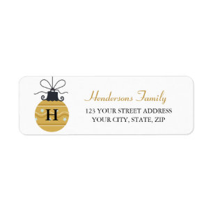 Classic Gold Ornament Monogram Return Address Label