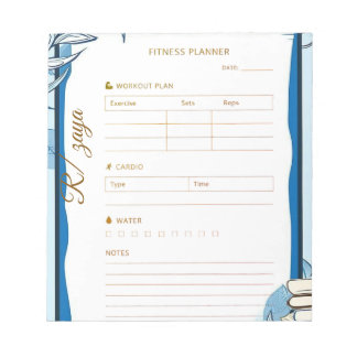 Classic gold pastel cute blue fittness Planner  Notepad