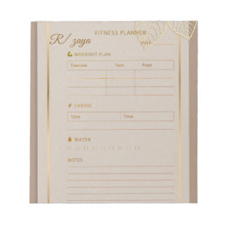 Classic gold pastel watercolor fittness Planner  Notepad