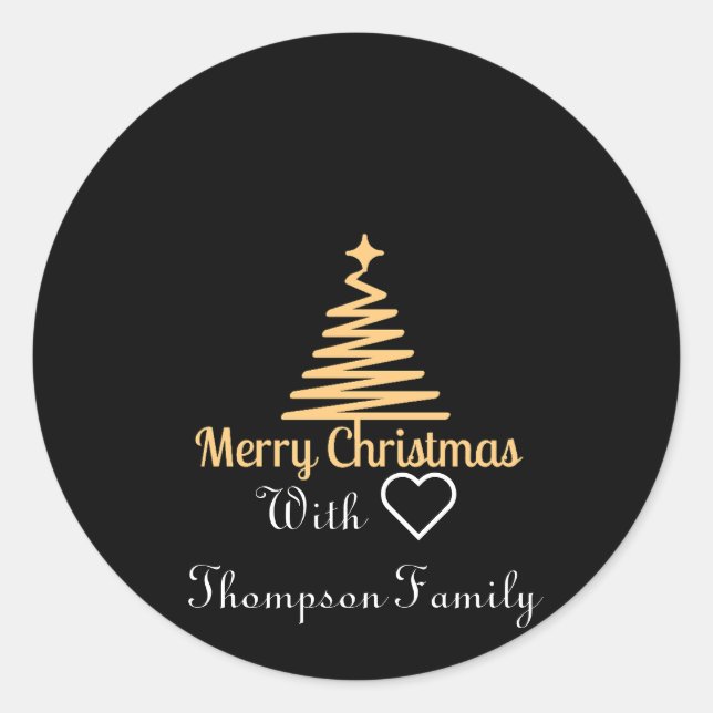 classic gold personalised family name christmas  round sticker (Front)