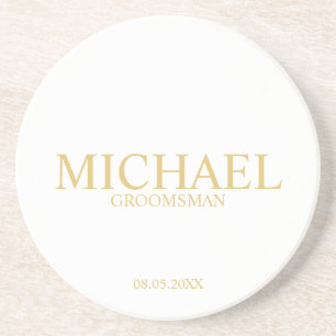 Classic Gold Personalised Groomsmen Coaster