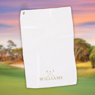 Classic Gold Personalised Name Golf Clubs Towel