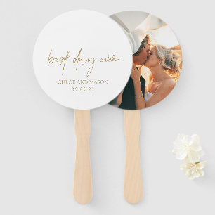 Classic Gold Photo Elegant Wedding Hand Fan