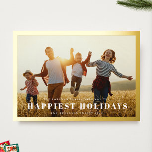 Classic Gold Photo Frame   Elegant Christmas Text  Foil Holiday Card