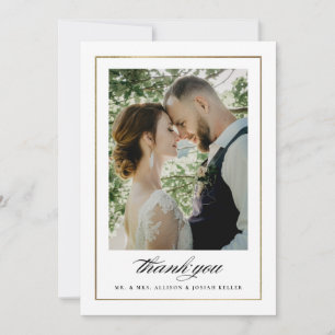 Classic Gold Photo Wedding Thank You Card