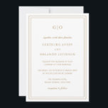 Classic Gold QR Code Elegant Wedding Invitation<br><div class="desc">Classic style faux gold wedding invitation featuring a simple and minimal design with your monogram at the top and your event details surrounded by a double border. The fonts alternate between and elegant script, a traditional serif and minimalist sans serif fonts. The back has your guest details along with an...</div>
