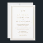 Classic Gold QR Code Elegant Wedding Invitation<br><div class="desc">Classic style faux gold wedding invitation featuring a simple and minimal design with your monogram at the top and your event details surrounded by a double border. The fonts alternate between and elegant script, a traditional serif and minimalist sans serif fonts. The back has your guest details along with an...</div>