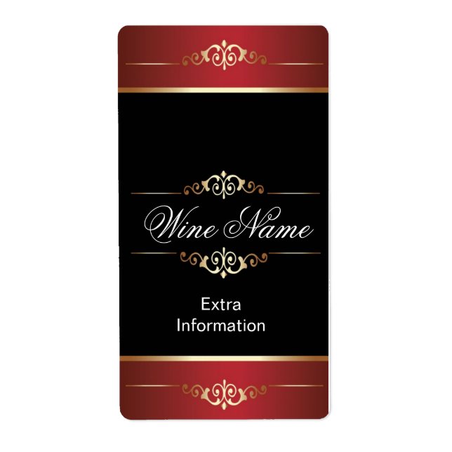 Classic Gold Red Black Wine Label (Front)