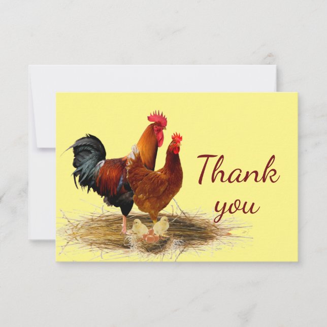 Classic Gold Rooster Chicken Farm  Thank You (Front)