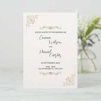 Classic & Gold Scrolls Wedding Invitation