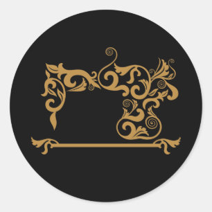 Classic Gold Sewing Machine Classic Round Sticker
