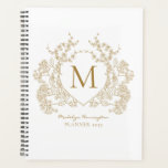 Classic Gold Vintage Floral Crest Monogram Planner<br><div class="desc">Classic Gold Vintage Floral Crest Monogram Planner</div>