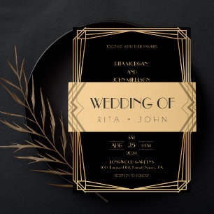Classic Gold Vintage Wedding Invitation Belly Band