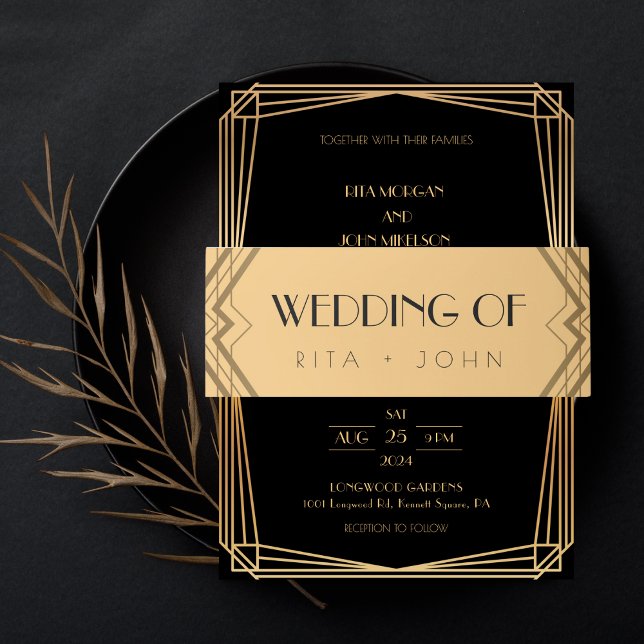 Classic Gold Vintage Wedding Invitation Belly Band (Creator Uploaded)