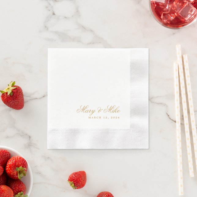 Classic Gold Wedding Favour Decor Napkin (Insitu)
