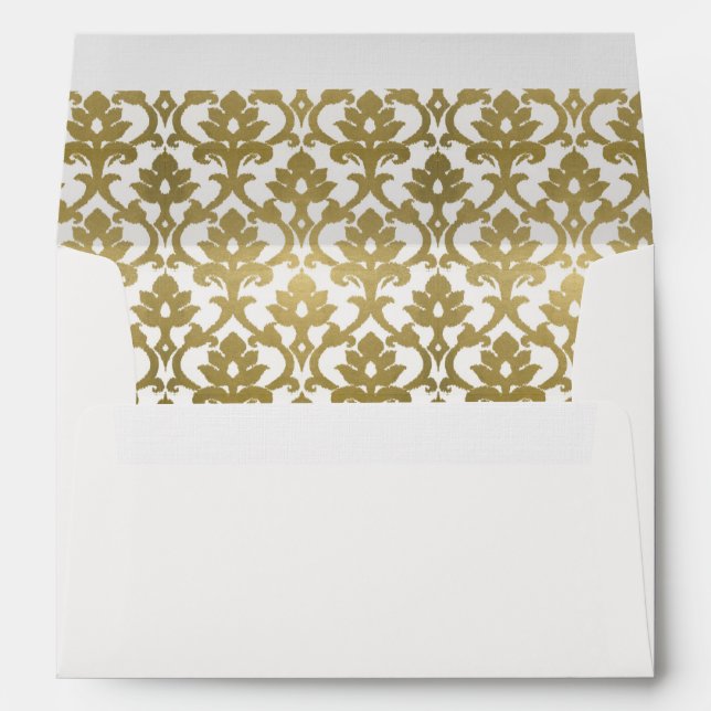 CLASSIC GOLD WHITE DAMASK FLORAL PATTERN MONOGRAM ENVELOPE (Back (Bottom))