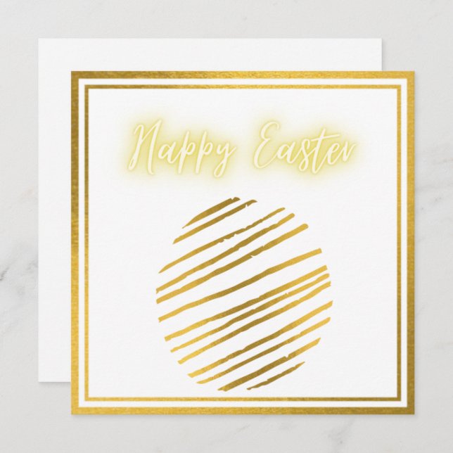 Classic Gold White Egg Easter Card (Front/Back)