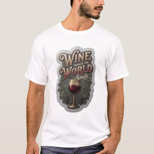 Classic Gold WINE MAKES THE WORLD SMILE T-Shirt