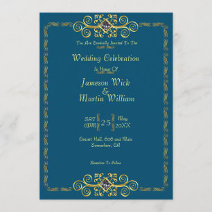 Classic Gold with Diamonds Wedding Invitation