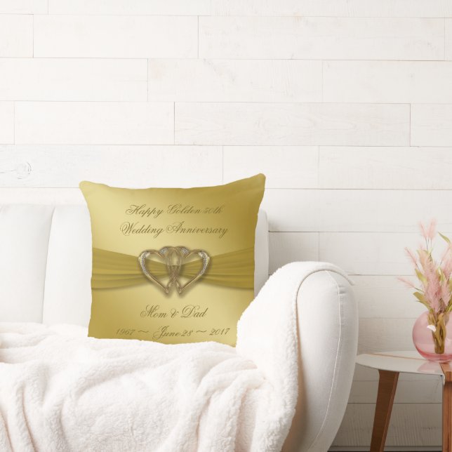 Classic Golden 50th Anniversary Throw Pillow (Couch)