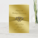 Classic Golden 50th Wedding Anniversary Card<br><div class="desc">A Creative Card Design featuring a satin soft gold colour and design theme with a variety of custom images, shapes, patterns, styles and fonts in this one-of-a-kind "Classic Golden 50th Wedding Anniversary" Vertical Greeting Card. This elegant and attractive design comes complete with customisable text lettering both on the front and...</div>