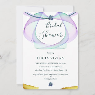 Classic Golden And Purple Floral Bridal Shower Invitation