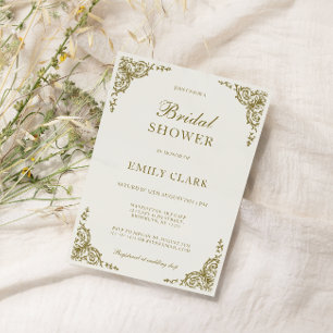 Classic Golden Elegant Bridal Shower Invitation