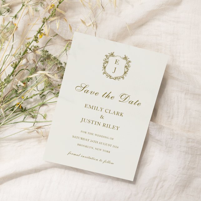 Classic Golden Monogram Save the Date Wedding Invitation (Creator Uploaded)