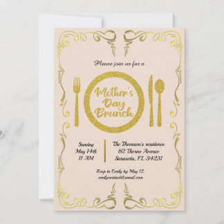 Classic Golden Mother's Day Brunch  Invitation