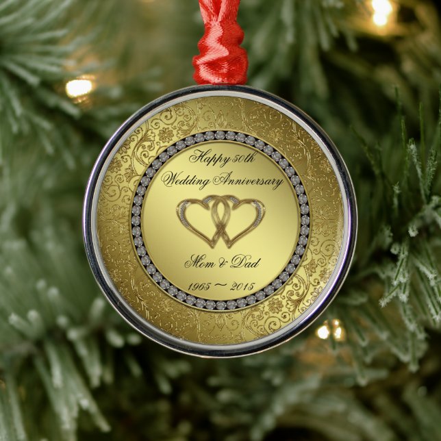 Classic Golden Wedding Anniversary Ornament (Tree)