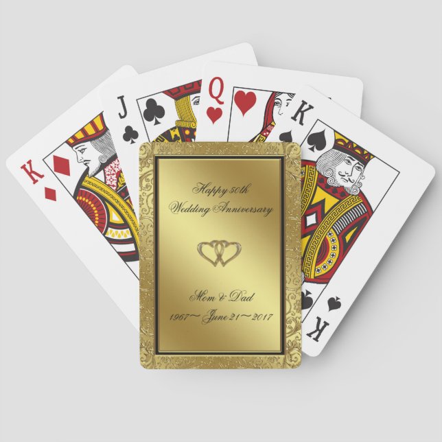 Classic Golden Wedding Anniversary Playing Cards (Back)