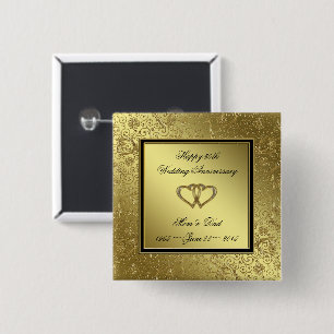 Classic Golden Wedding Anniversary Square Button