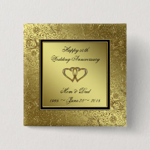 Classic Golden Wedding Anniversary Square Button