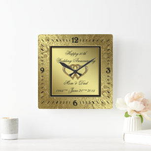 Classic Golden Wedding Anniversary Wall Clock
