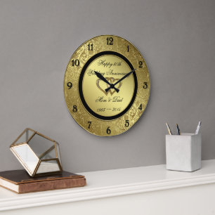 Classic Golden Wedding Anniversary Wall Clock