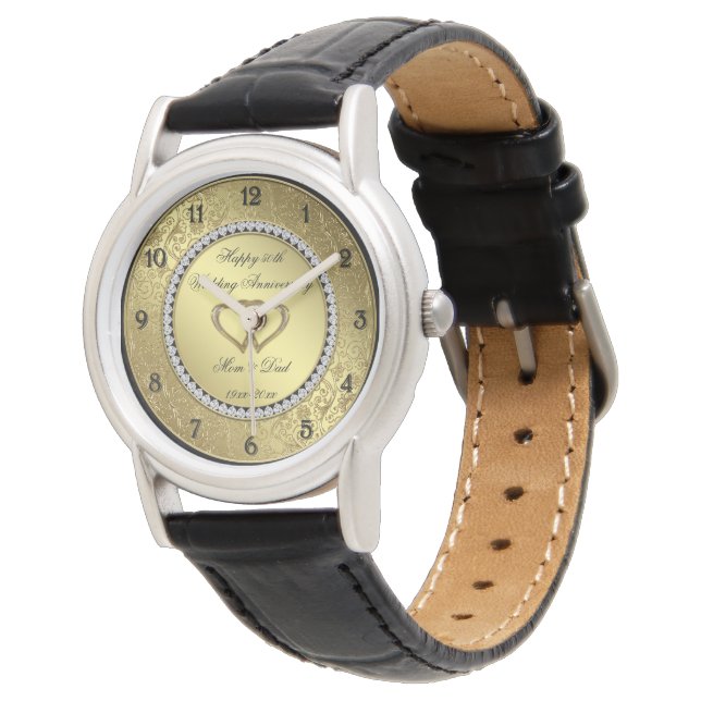 Classic Golden Wedding Anniversary Watch (Angled)