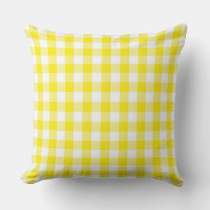 Classic Golden Yellow Gingham Throw Pillow