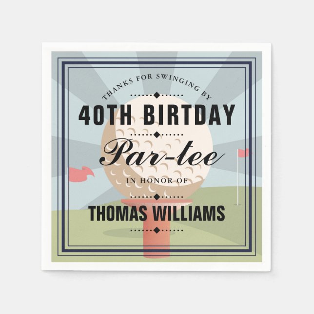 Classic Golf Birthday Partee Party  Napkin (Front)
