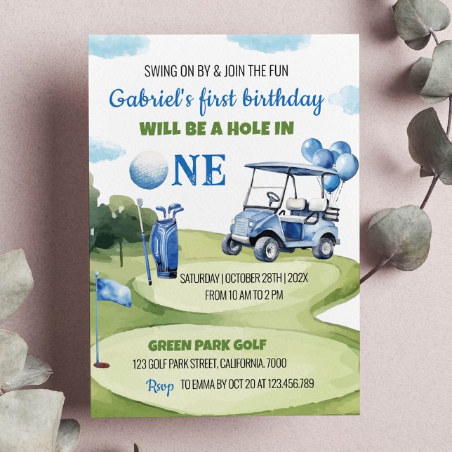 Classic Golf Boy Hole In One Birthday Invitation (Creator Uploaded)