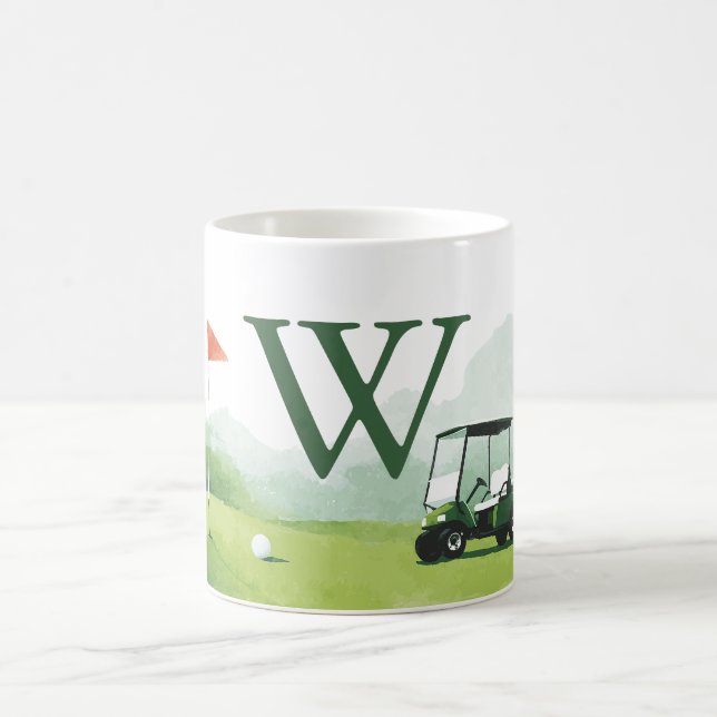 Classic Golf Buggy Custom Monogram Coffee Mug (Center)