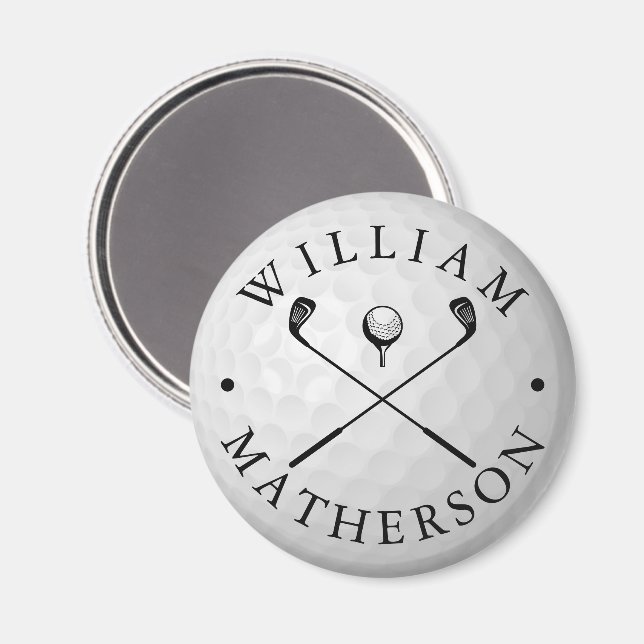 Classic Golf Clubs Custom Name Golf Ball Marker Magnet (Front/Back)