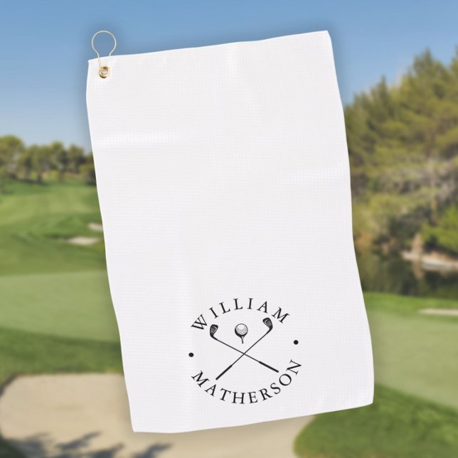 Classic Golf Clubs Personalised Name Golf Towel (Classic Golf Clubs Personalized Name Golf Towel)
